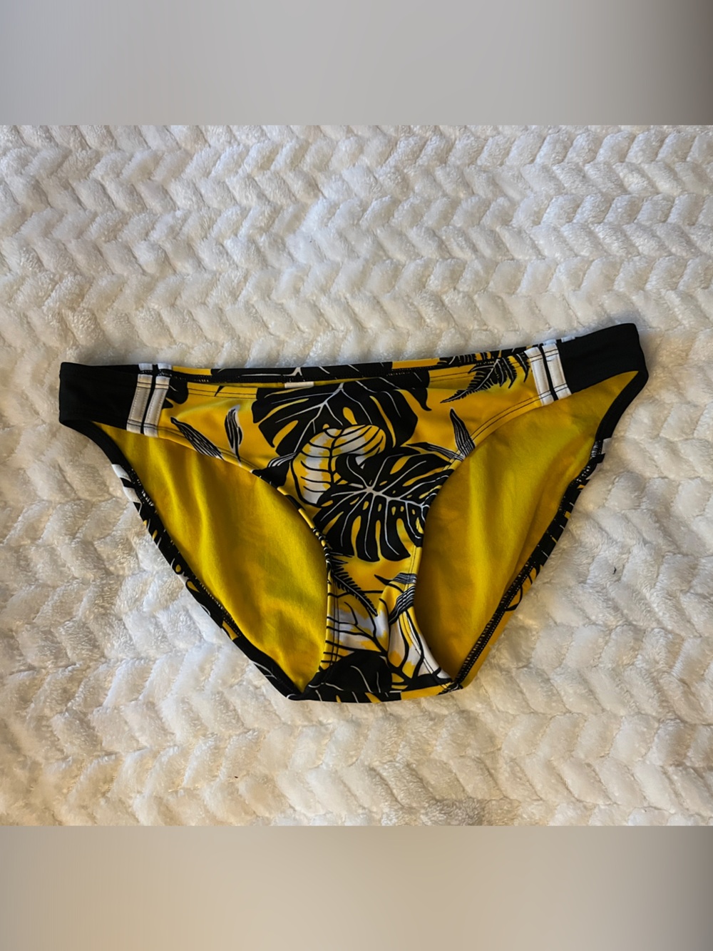Athleta Yellow and Black Tropical Bikini Bottoms